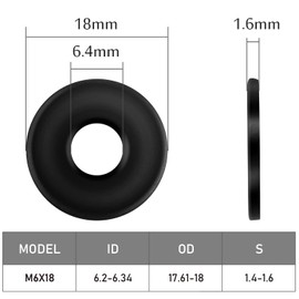 50Pcs M6 Washers Black, Flat Washers Stainless Steel M6 X 18Mm, Smooth Surface And Corrosion Resistance Waterproof Round Metal Penny Washer Din9021 For Screws And Bolts (M6 50PCS)