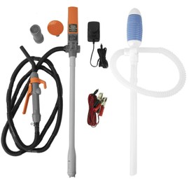 TERA PUMP Fuel Transfer Pump Bundle, TREP03 Electric Powered Pump with Flow Control Nozzle, 2.8 GPM & TRDP15 Fuel Transfer Siphon Pump, Manual Operated, Pumps for Gas, Diesel, Kerosene & More