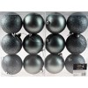 Set Of 12 Large Graphite Grey Christmas Tree Baubles Decorations
