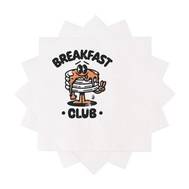 VOWFOO Breakfast Club Cocktail Napkins Retro Vintage Brunch Pancake Stack Holding Peace Sign Party Disposable Beverage Bar Paper Napkins 100Pcs 4.5 x 4.5 2-ply (Breakfast Club)