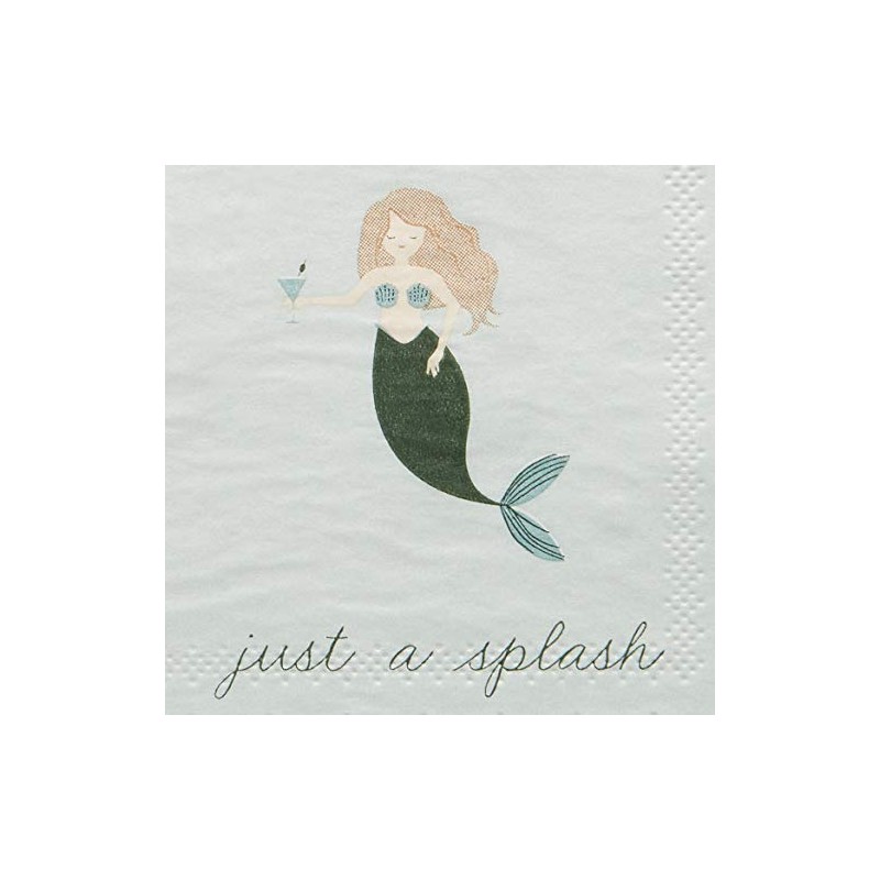X&O Paper Goods Blue 'Just a Splash' Mermaid Beverage and