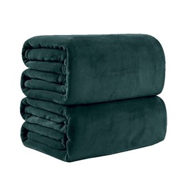 Pagnanno. Flannel Fleece Mink Throw Pack of 2 - Sofa/Bedspread/travel Blankets –Super Soft, light-weighted, Warm, Cosy Large Size – Many colours (Emerald Green, Double 150x200cm (2 Pack))