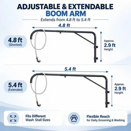 WGOHOSE Horse Wash Hose Boom Arm, Wall-Mounted 180° Swivel Spray Boom Fits Standard Garden Hose, Prevents Tangling & Trampling, Stable Washing Solution