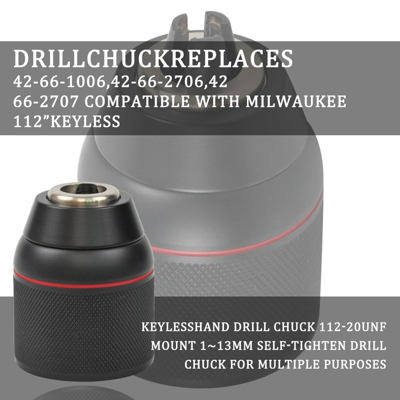 42-66-2706 42-66-1006 Replacement Keyless Chuck, Compatible with Drill Parts 42-66-2707