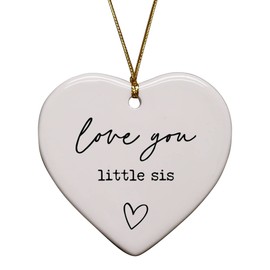 Sister Gift - Love You Little Sis - Keepsake Ornament, Friendship Gifts for Sister, Women, Birthday Gifts for Sibling, Going Away Gifts, Funny Gifts for Sisters, Long Distance, Joke, BFF, Bestie