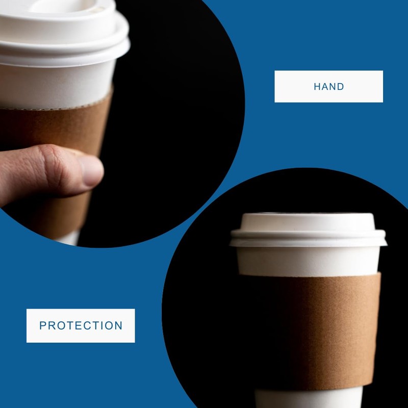 100 x 12oz /16oz Kraft Coffee Cup Sleeves Disposable Large