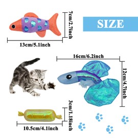 Andiker Cat Catnip Toys,Crinkle Catnip Fish with Rustling Shiny Crinkle Paper and Natural Catnip,Cat Interactive Toys for Indoor Cats for Promoting Digestion and Adjusting Emotion (Blue Fish)