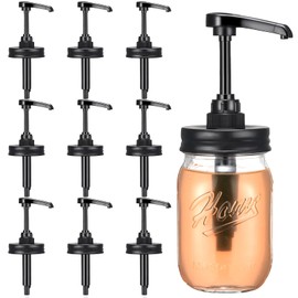 Bokon 10 Pack Mason Jar Syrup Dispenser Pump Lids Coffee Syrup Dispenser for Regular Mouth Mason Jar Rustproof Plastic Pump for Syrup, Honey, Liquid Condiments, Ketchup, Coffee Syrup