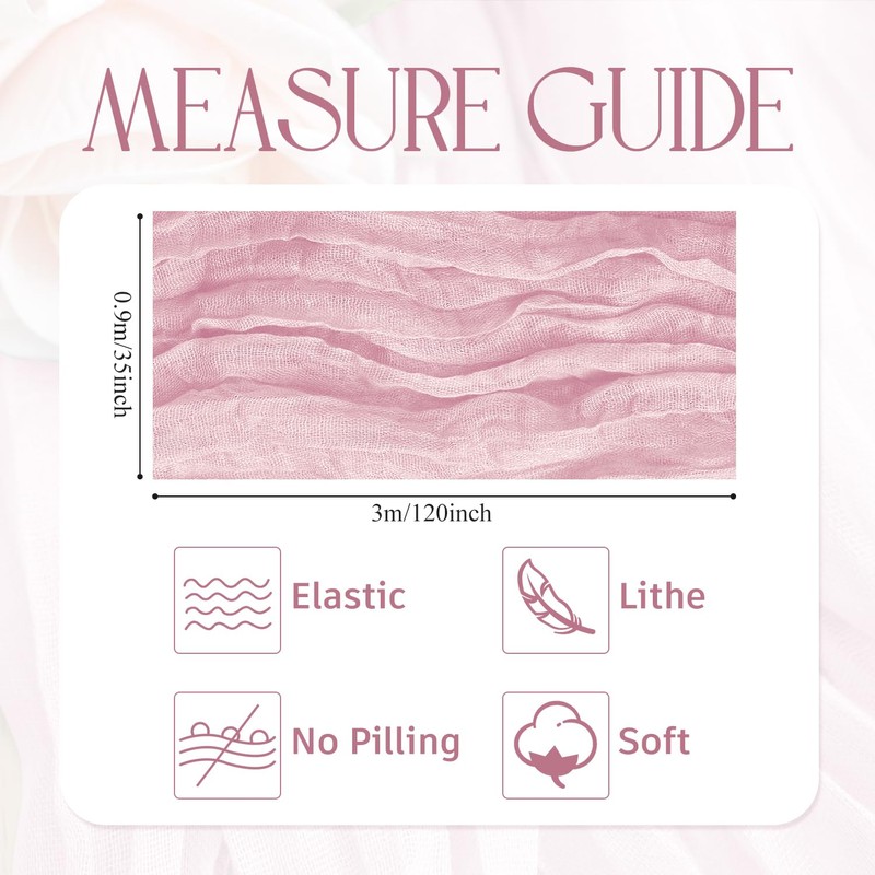 Wokceer Cheesecloth Table Runner 2Pack 10FT Blushing Pink Christmas Boho