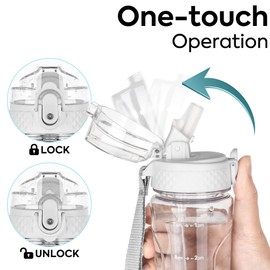 OLDLEY Kids Water Bottle with Straw 15 oz BPA-Free Leak-Proof Motivational Water Bottles with Time Marker for School Sports Travel Gym, Easy to Use for Girls Goys, 1 Straw Lid, Transparent