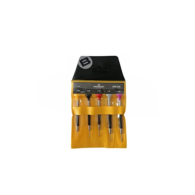 Bergeon 6899-P05 Set of 5 Screwdrivers for Watchmakers, 5 Different