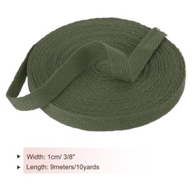 PATIKIL Cotton Twill Tape 3/8 Inch 10 Yards Cotton Ribbon Bias Binding Tapes Herringbone Webbing Trim for Sewing Gift Wrapping Craft DIY Moss Green