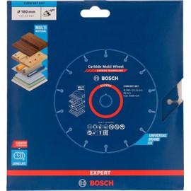 Bosch 1 x Expert Carbide Multi Wheel Cutting Discs for Large Angle Grinders (for Hardwood, Wood with Nails, Diameter 180 mm, Professional Accessories Large Angle Grinder)