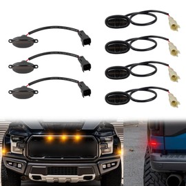 StylinPro 7PCS LED Front Grille Light & LED Fender Side Marker Combo Kit Compatible with F150 / F150 Rap-tor 2016-2020 Front Amber/Rear Red Turn Signal Marker Lamp Replacement Smoked Len
