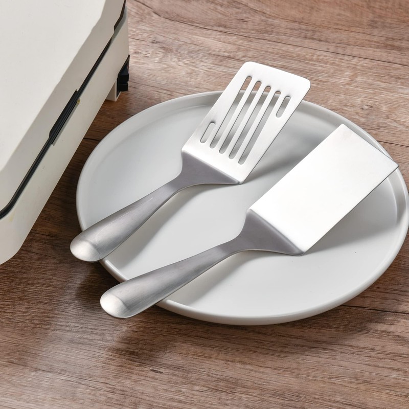IMEEA Metal Spatulas Set SUS304 Stainless Steel Griddle Spatula Slotted