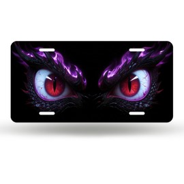 Dragon Eye License Plate, Weatherproof Aluminum Car Front License Plate, Mystical Novelty Vanity Tag Cover with 4 Holes for Men Women 6" X 12" (Purple)