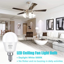Ajuns E12 LED Bulb, Daylight 5000K, 120V 40 Watt Equivalent Ceiling Fan Light Bulbs,E12 Small Base A15 LED Light Bulbs,450 Lumen CRI 85+ Eye Protection, Non-Dimmable 6Packs