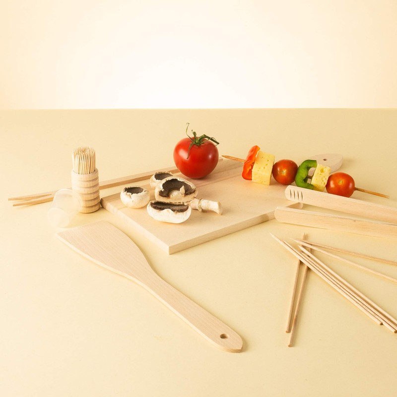 tuuli Kitchen Wooden BBQ Grill Tool Utensils Set (Chopping Board,