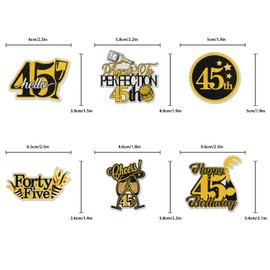 18pcs Black Gold Happy Birthday Cupcake Toppers Happy 45th Birthday Age to Perfection 45 Years Old Cheers to 45 Birthday Table Picks Forty Five Birthday Themed Birthday Party Supplies