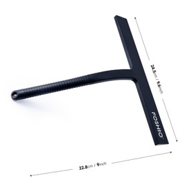 FOSHIO Shower Squeegee for Glass Doors with Suction Cup, Silicone Squeegee for Window Cleaning, Small Squeegee for Shower Glass Door, Window Squeegee with Stainless Steel Non-Slip Handle (Black)