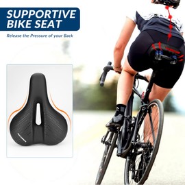 ROCKBROS Bicycle Saddle Comfortable Wide Bicycle Saddle Breathable Hollow Memory Foam Saddle for City Bike/Trekking/Road Bike/MTB Men Women