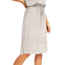 Women Summer Short Sleeve Hide Belly Midi Casual Dress Small Leopard L