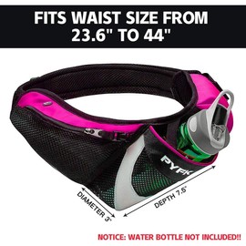 PYFK Running Belt Hydration Waist Pack with Water Bottle Holder for Men Women Waist Pouch Fanny Bag Reflective (Upgrade Rose)