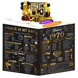 OLOSONG 55th Birthday Card for Men Women, 3D Pop Up 55th Birthday Gifts Cards for Him Her, Back In 1970 Funny 55 Year Old Birthday Decorations