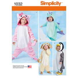 Simplicity Animal Onesie Costume for Kids Sewing Patterns, Sizes 1/2-4