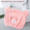Bath Caps, Absorbent Hair Drying Wrap Towel, Cute Bear Embroidery