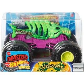Hot Wheels Monster Trucks, übergroßer Monstertruck, Maßstab 1:24, Druckguss-Spielzeug-Truck mit riesigen Rädern und coolen Designs