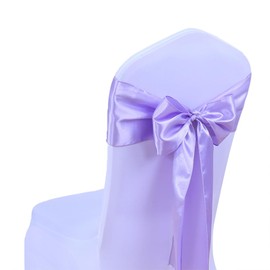 SINSSOWL Pack of 50 Satin Chair Sashes 7x108 inches for Wedding Party Feast Banquet Restaurant Event Decoration Satin Chair Bow Ties - Lavendar Light Purple