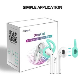 OneCut 5 Pairs Silicone Ear Tips Compatible for AirPods 1&2,Silicone Soft Anti-Slip Sport Earbud Tips, Anti-Drop Ear Hook Gel Headphones Earphones Protective Accessories Tips (Mint Green)