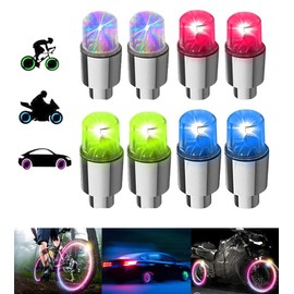 YUERWOVER 8 Pack Tire Valve Cap Car Light LED Bike Wheel Light Waterproof Tyre Spoke Flash Light Cool Reflector Accessories for Truck Bicycle Motorcycle with 10 Extra Batteries(Multicolor)