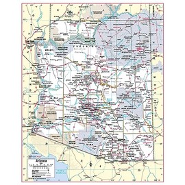 Cool Owl Maps Arizona State Wall Map Poster Rolled (Paper 24"x30")
