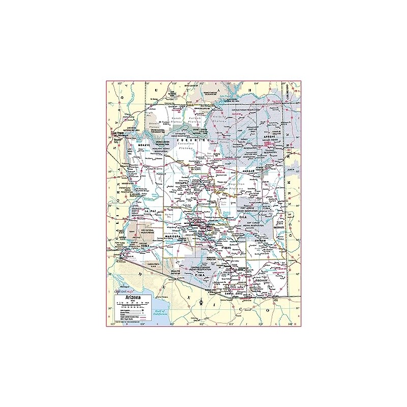 Cool Owl Maps Arizona State Wall Map Poster Rolled (Paper