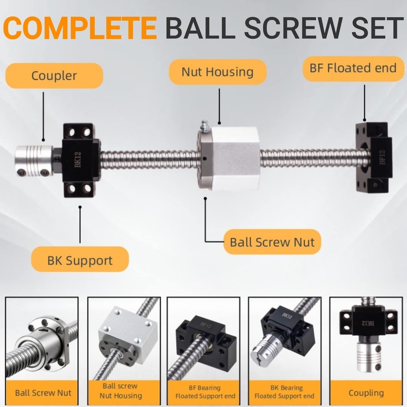 ANWOK Anti-Backlash Ball Screw SFU1605-1550mm with BallScrew Nut+Nut Housing +