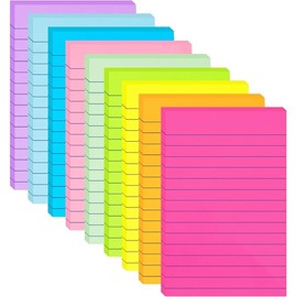 9 Pack Lined Sticky Notes 4x6 in Post Sticky Notes with Lines, 9 Bright Colors Large Ruled Post Sticky Colorful Super Sticking Power Memon Pads, for Office, Home, 35 Sheets/Pad
