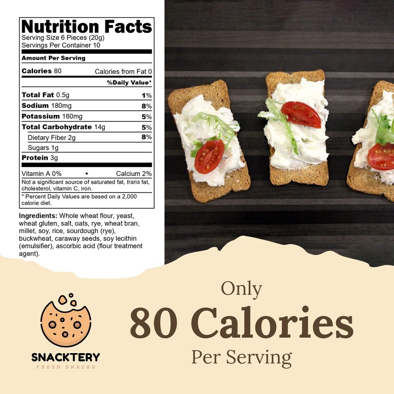 Snacktery Multigrain Melba Toast Crackers - All Natural Thin and
