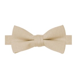 BELLUNO Solid Bow Tie Pre-Tied for Men and Boys, Cotton and Linen Blended Bowties, 83 Champagne, 16+ yrs., Adults