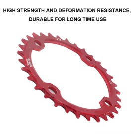 Dilwe Bicycle Chainring, 104 BCD 32T 34T 36T 38T Steel Mountain Bike Single Crank Chain Ring for Road Bikes MTB BMX Bicycle (32T-Red)