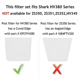 Vacuum Filters Replacement Set for Shark Rocket DuoClean HV380 HV380W HV381 HV382 HV384Q UV380 ZS360 ZS361C ZS362, 4 Foam & Felt Filters 4 Post-Filters, Compare to Part XPMFK320&XPSTFH380