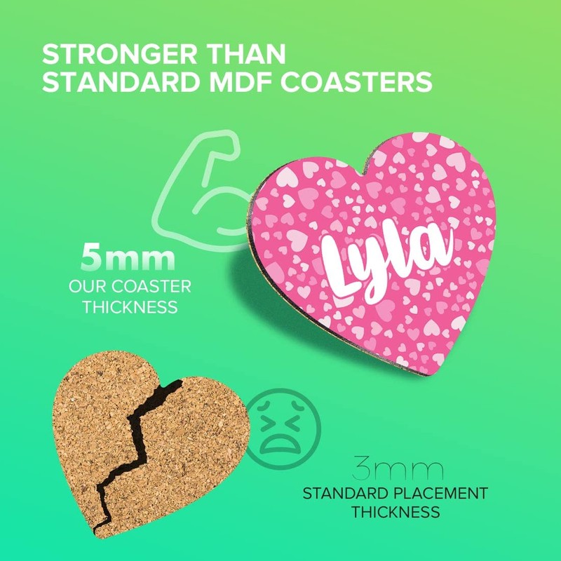 1 x Heart Coaster - Name Lyla Pink Hearts Love