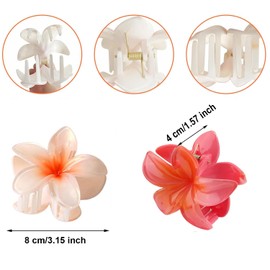 WADY Pinzas para El Cabello con Flores, 6 Pinzas Grandes para Cabello Grueso, Pinzas para El Cabello Antideslizantes, Pinzas para El Cabello con Flores Hawaianas, Pinzas de Garra de Flores (B6)
