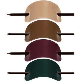 4 Pieces Oval Faux Leather Hair Pin Leather Hair Barrette with Wooden Stick, Hand Made Leather Barrette Leather Slide Barrette Hair Slide Pin Hair Accessories for Women and Girls
