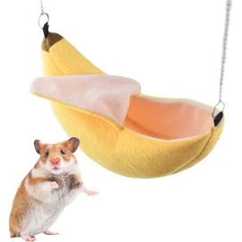 Banana bed for Hamster House for Hamsters Less Than 4 inches 10 cm in Length Pet Hammock Dutch Pig Hedgehog Rat Guinea Habitat Chinchilla sugar glider Hamster Accessories Toys Outfits(Small 8 Inch)
