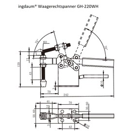 INGDAUM® GH-220WH Horizontal Clamp Adjustable Toggle Lever Clamp Quick Release Toggle Clamp for Jig Building, Assembly, Mechanical Engineering, Wood Technology (1, GH-220WH (400 kg))