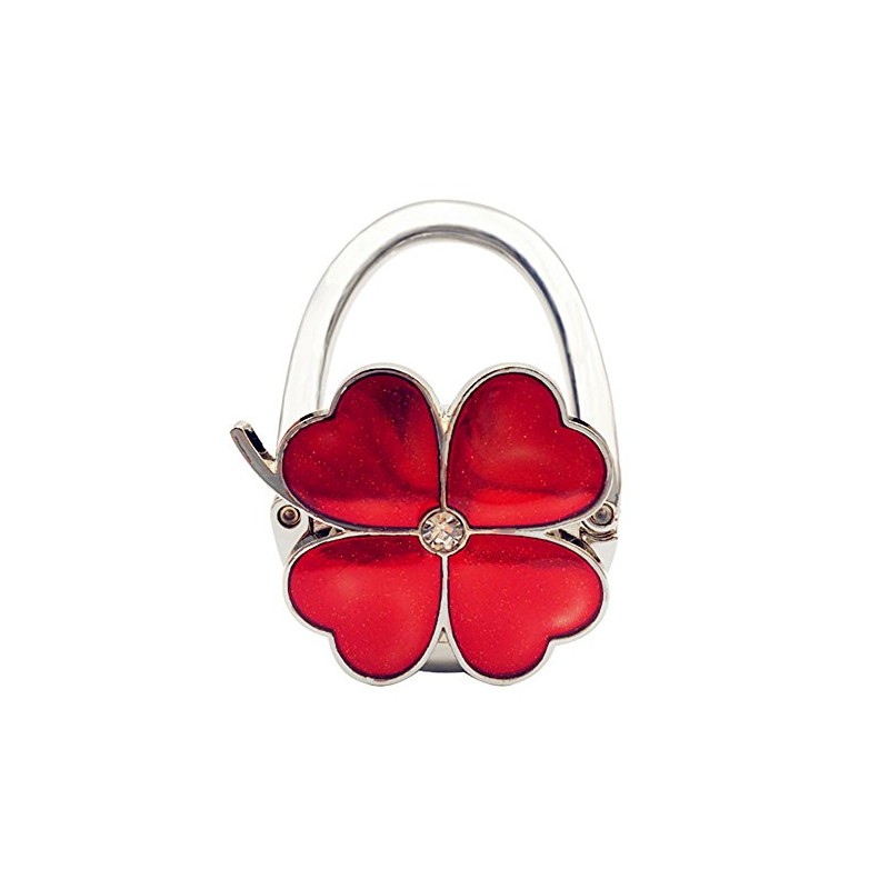 JewelBeauty Four Leaf Clover Design Foldable Handbag Hanger Folding Purse