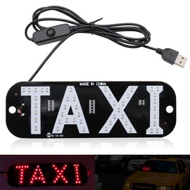 NSKANQI Taxi Sign Light USB On/Off Button, Bright Taxi LED Sign, Suction Cup Window Placement for Taxi Car (Red)