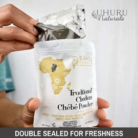 Uhuru Naturals Uhuru Naturals Sahel Cosmetics Chebe Powder (50 Grams) - All-Natural Ingredients Promotes Hair Growth Helps Prevent Breakage Formulated for Kinky Hair Available in 4 Sizes